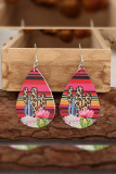 Cactus Western Print PU Earrings MOQ 5pcs