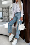 Heart Print Ripped Distressed Jeans