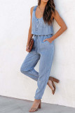 Sleeveless Denim One Piece Jumpsuit