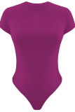 Plain Short Sleeves Slim Bodysuit