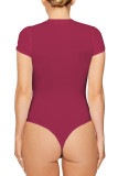 Plain Short Sleeves Slim Bodysuit