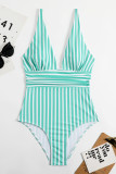 Stripes Contrast One Piece Swimsuit