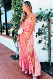 Leopard Print Strapless Maxi Dress with Split