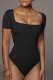 Plain Square Neck SHort Sleeves Bodysuit