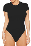 Plain Short Sleeves Slim Bodysuit