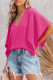 Rose Plain Flounce Bell Sleeve V Neck Blouse