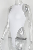 Sleeveless Halter Neck Ribbed Knitting Bodysuit