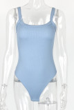 Ribbed Knitting Spaghetti Bodysuit