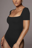 Plain Square Neck SHort Sleeves Bodysuit