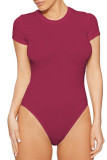 Plain Short Sleeves Slim Bodysuit