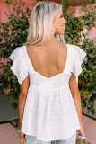 White Square Neck Textured Flowy Tank Top