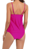 Plain Strappy Front Tie Cami Tankini Set
