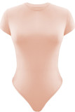 Plain Short Sleeves Slim Bodysuit