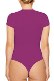 Plain Short Sleeves Slim Bodysuit