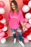 Rose Rhinestone MAMA Graphic T Shirt