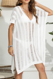 Deep V Neck Knitting Beach Cover Up Kimono