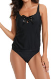 Plain Strappy Front Tie Cami Tankini Set
