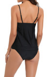 Plain Strappy Front Tie Cami Tankini Set