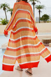 Colorblock Stripes Open Front Knitting Cardigan