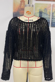 Plain Tassle Hollow Out Knitting Cover Up