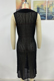 V Neck Hollow Out Knit Midi Dress