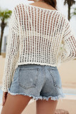 Plain Tassle Hollow Out Knitting Cover Up