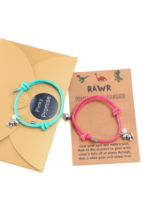 Dinosaur Cord Knit Couple Bracelet MOQ 5pcs