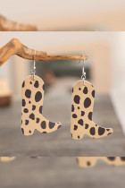 Leopard Print Boots Shape PU Earrings MOQ 5pcs