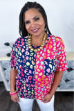 Plus Size Leopard Colorblock Short Sleeve Top