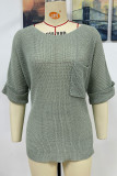 Plain Pocket Oversize Knit Top
