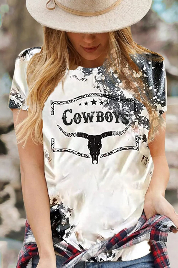 Cowboy Bleached Print Graphic Top