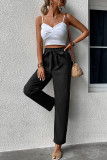 Black Elastic Waist Pockets Joggers