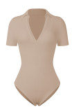 Deep V Neck Ribbed Knitting Bodysuit