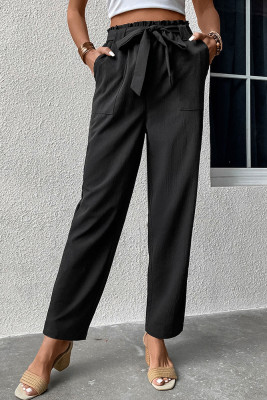 Black Elastic Waist Pockets Joggers
