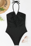 Ruched Halter One Piece Swimsuit