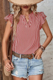 Ruffle Sleeves Stripes Blouse
