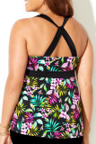 Floral Print V Neck Tankini Set
