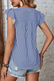 Ruffle Sleeves Stripes Blouse