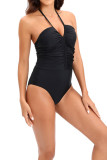 Ruched Halter One Piece Swimsuit