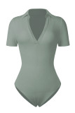 Deep V Neck Ribbed Knitting Bodysuit