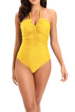 Ruched Halter One Piece Swimsuit
