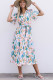 Multicolor V Neck Short Sleeves Boho Tropical Print Long Dress