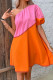 One Shoulder Colorblock Splicing MIni Dress