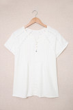 White Crochet Eyelet Short Sleeves Top