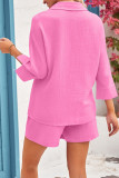 Button Up 3/4 Sleeves Shirt and Shorts 2PCS Set