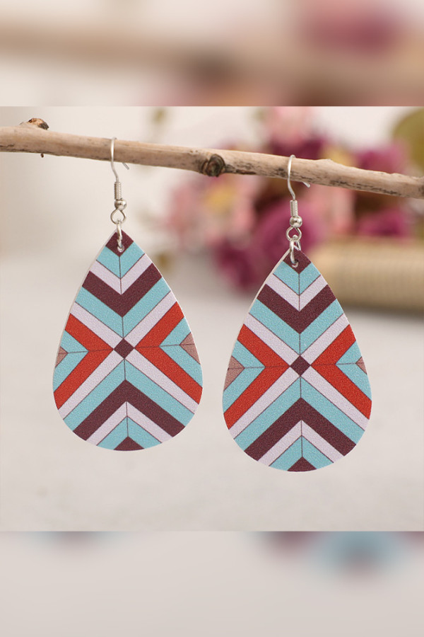 Geometric Pattern Leather Earrings