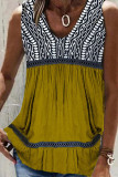 V Neck Color Block Printed Tank Top