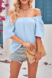 Off Shoulder Half Sleeves Plain Top