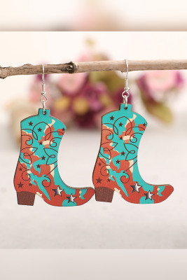 Boots Pattern Wood Earrings