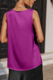 Sleeveless V Neck Satin Tank Top